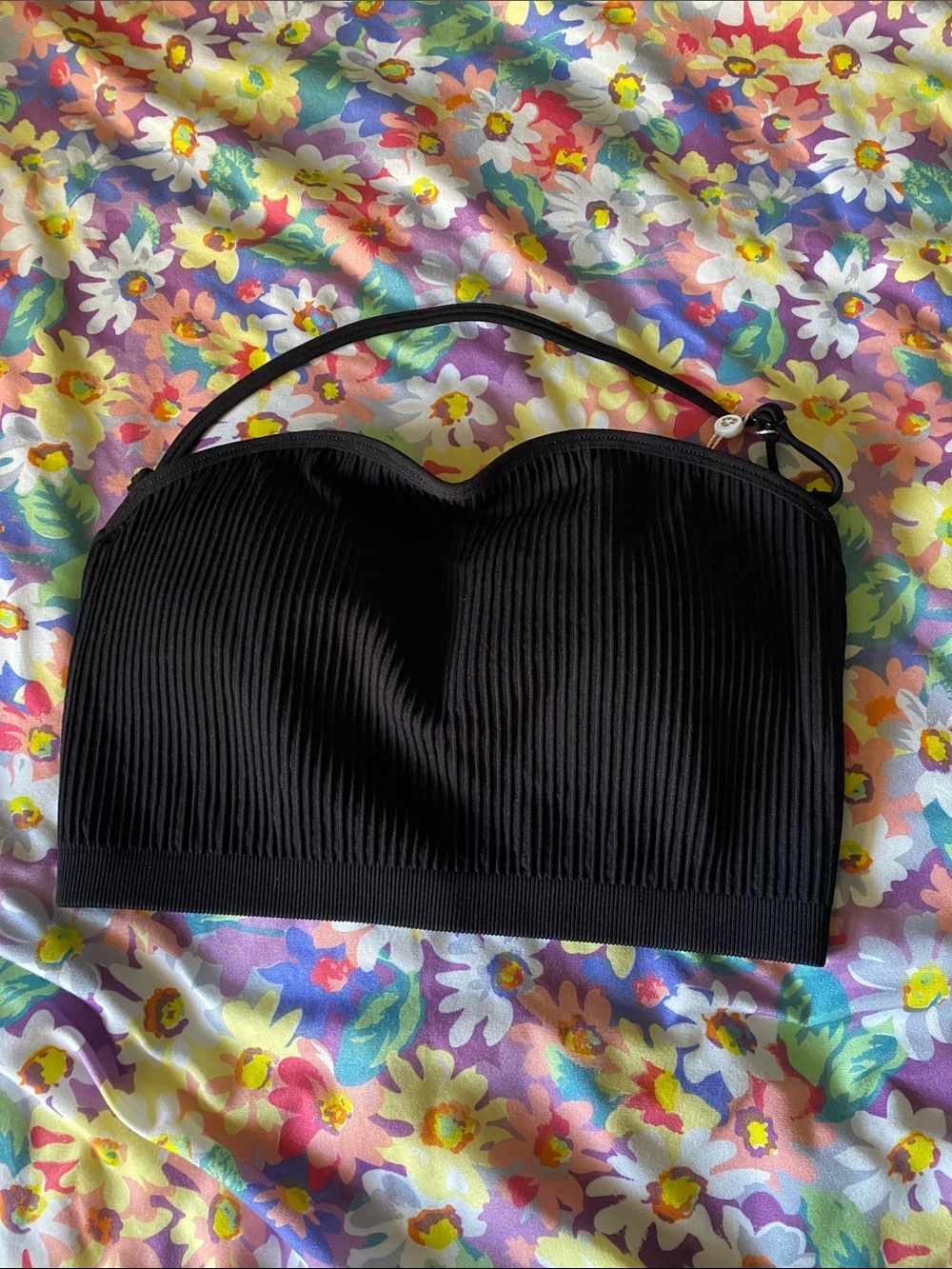 BuffBunny Black Ribbed Strapless Crop Top